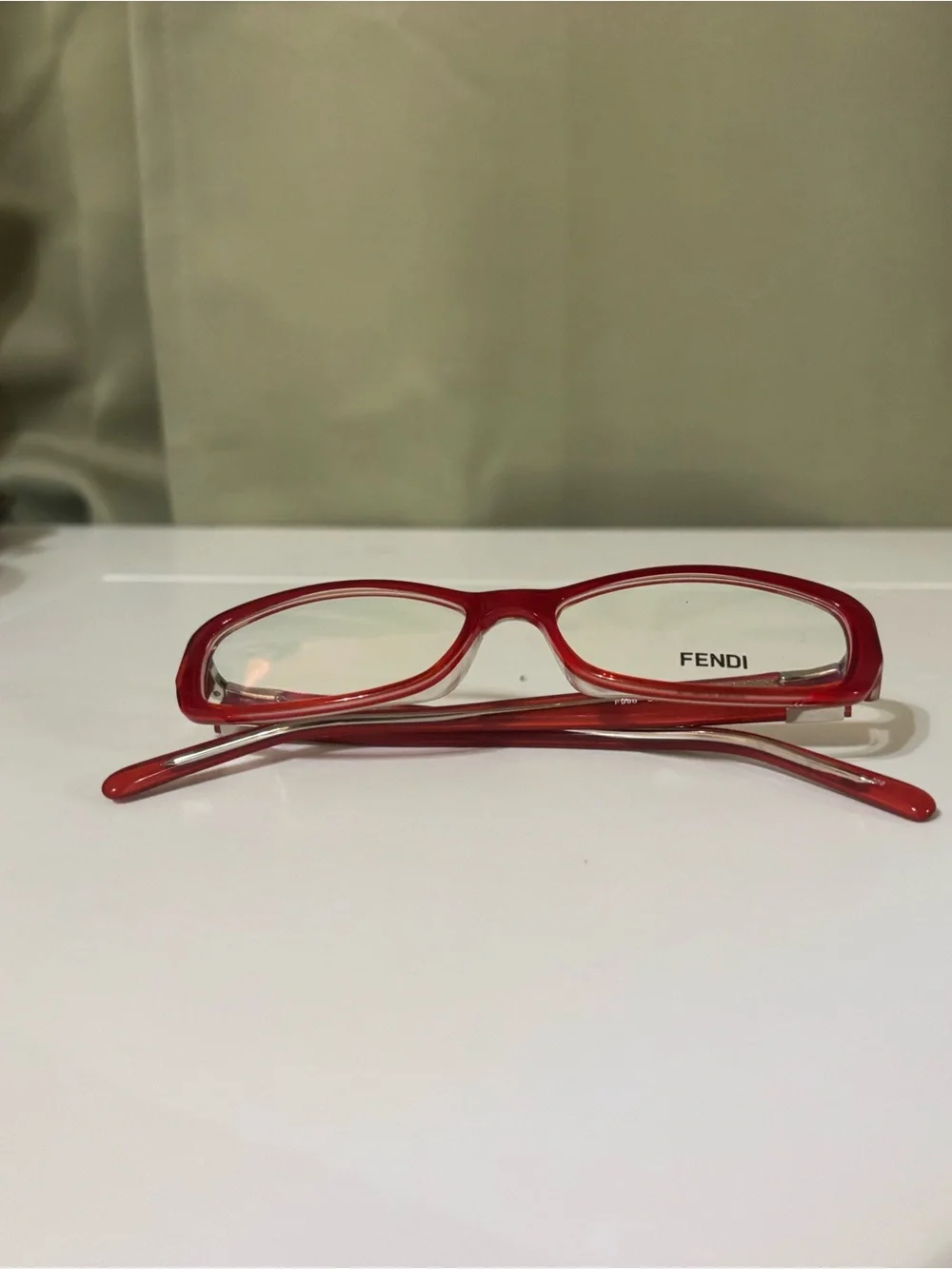 Fendi Red Women's Rectangular Eyeglass Frames